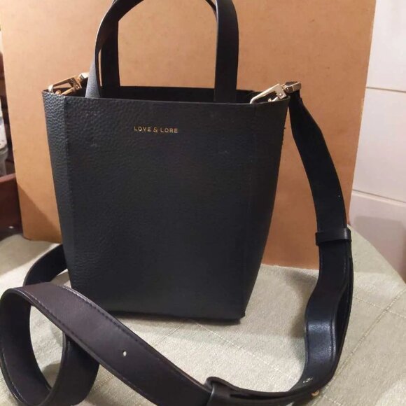 Love & Lore Mini Basket Tote Bag Purse, Black - Picture 1 of 5